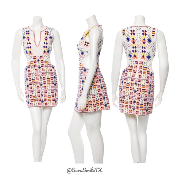 PIA PAURO Designer Colorful Hand Beaded Cutout Sleeveless Mini Dress - NWT - Picture 4 of 16